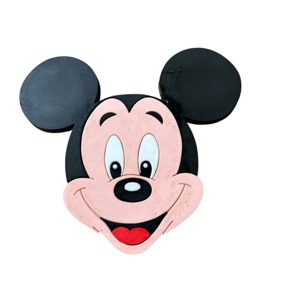 Vintage Walt Disney Mickey Mouse Fridge Magnet 80s 90s Face Head  Rubber 3"